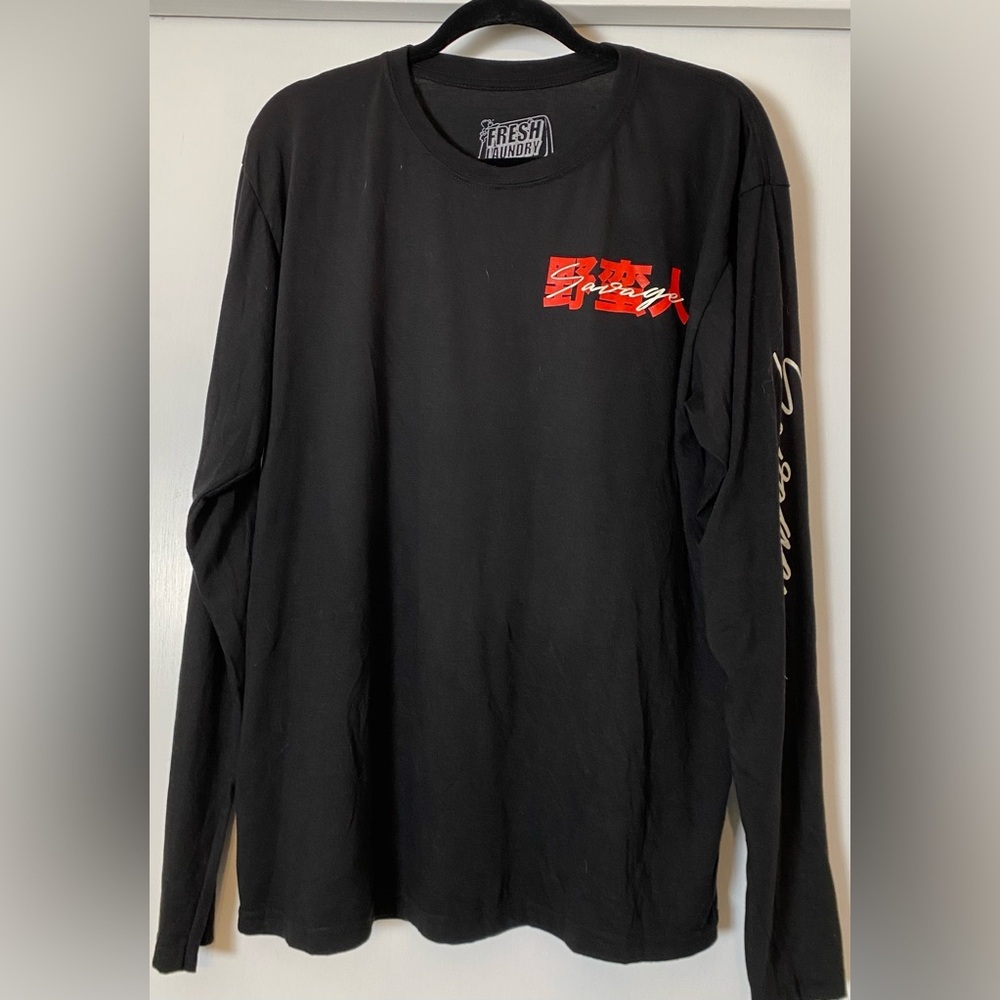 Fresh Laundry Savage Fear Nothing Long Sleeve Black Tee Shirt Leopard Graphic XL - Picture 2 of 4